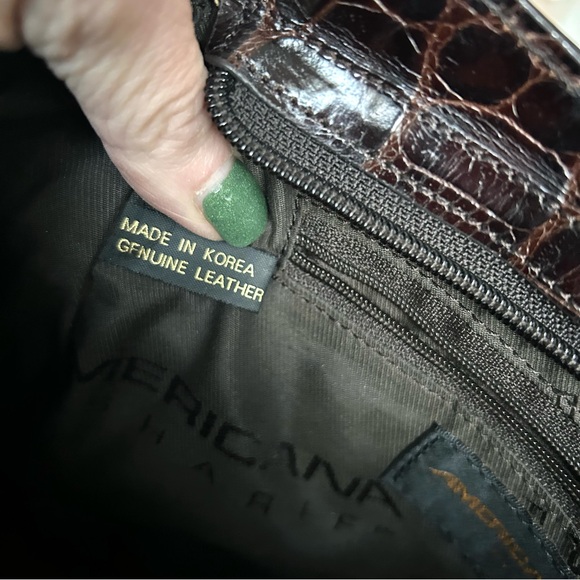 Dark Brown Crocodile Leather  Bag Americana by sharif Shoulder/crossbody - Picture 7 of 9